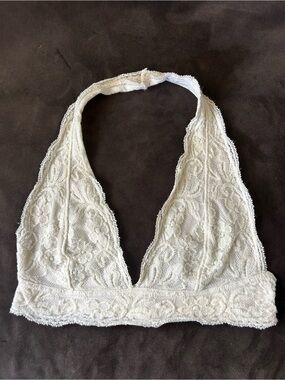 Out From Under Ivory Crochet Lace Halter Bralette
